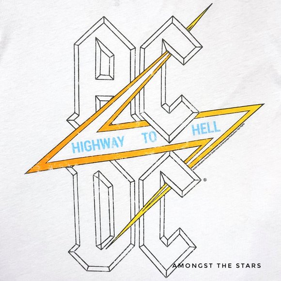 Chaser AC DC Highway To Hell White Crewneck Tee - Picture 3 of 4